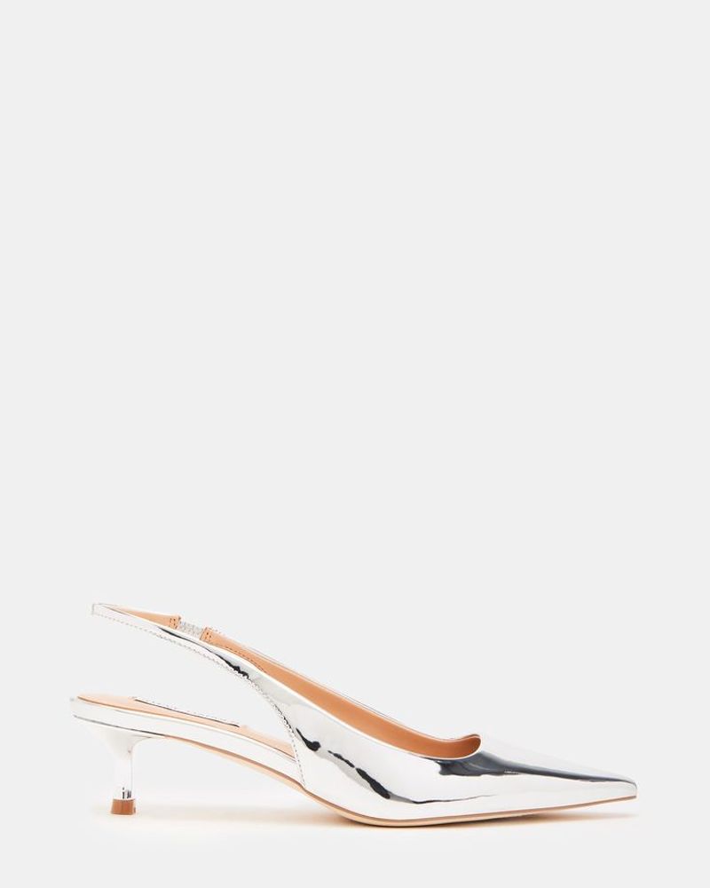 Steve Madden KARI Silver Slingback Kitten Heels