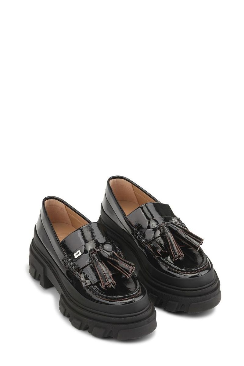 Ganni Black Cleated Naplack Loafers