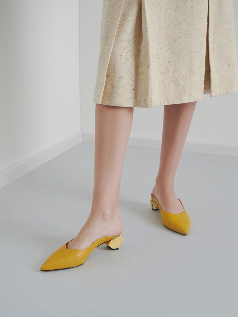 Sculptural Kitten-Heel Mules