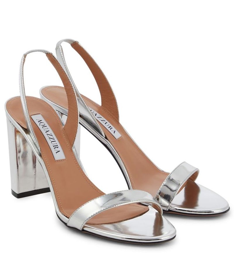 Aquazzura – So Nude 85 Sandal in Silver Leather