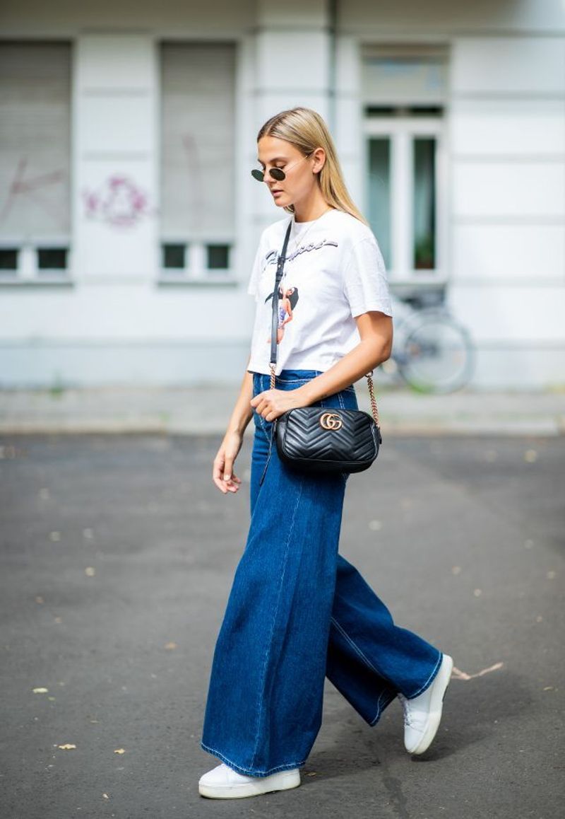 With Wide-Leg Jeans and a Boxy Tee