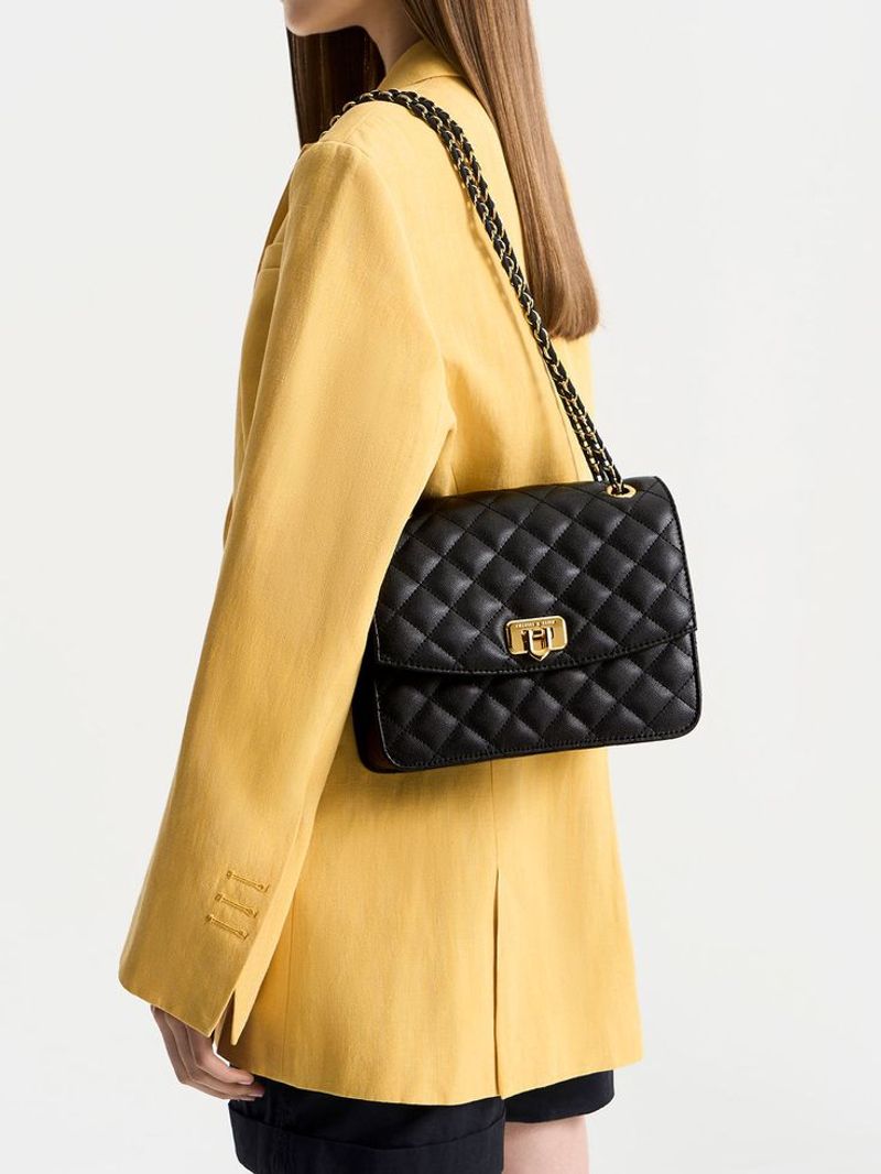 Charles & Keith Quilted Shoulder Bag and...