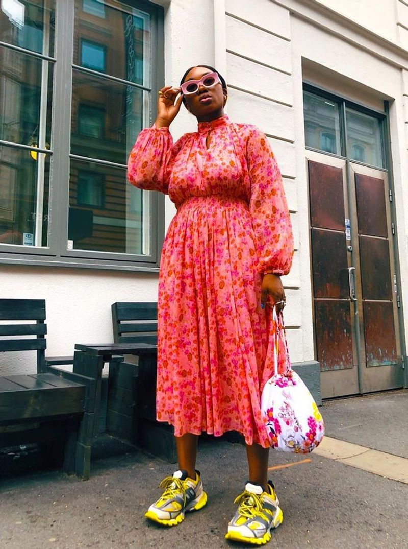 A Romantic Floral Dress + Chunky Dad Sneakers