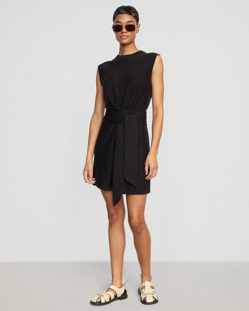 Linen Tie-Front Mini Dress