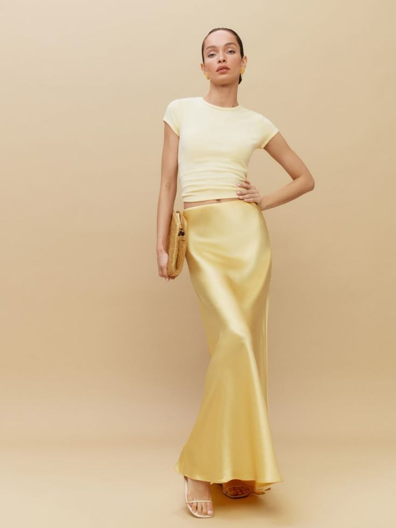 Reformation Bella Satin Skirt