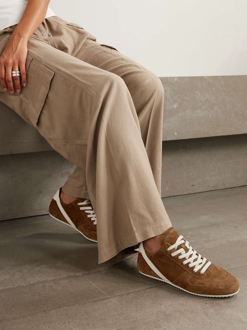 Rick Owens Leather-Trimmed Suede Runner