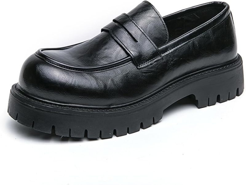 Worn-Out Faux Leather Loafers with Scuffed Toes