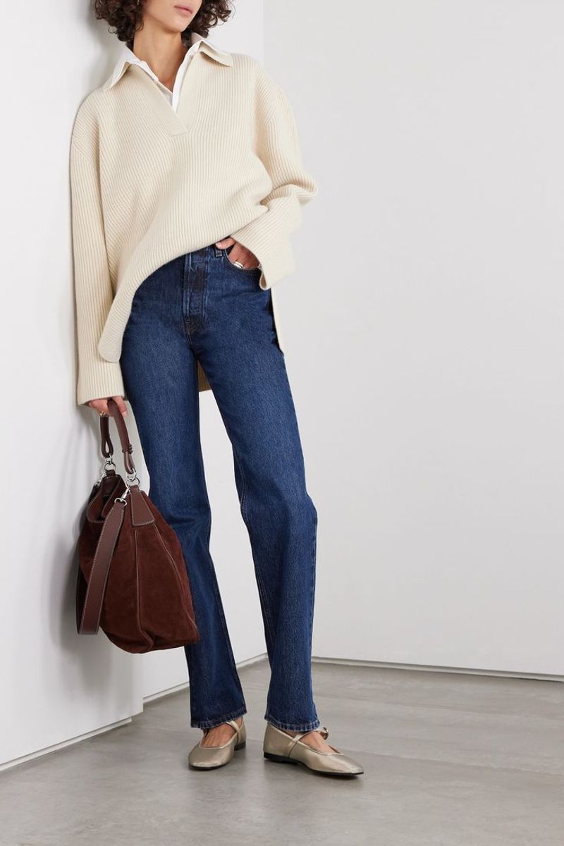 Dark-Wash Straight-Leg Jeans