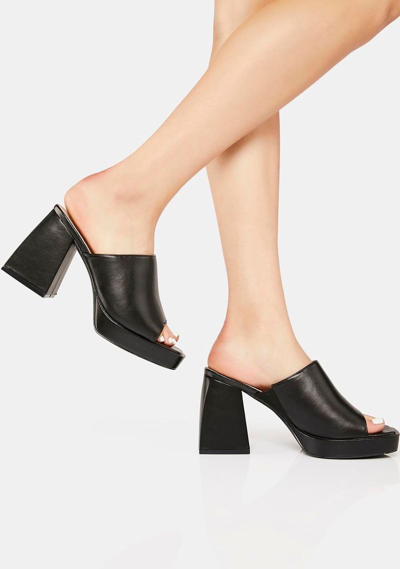 Mule Heels with Overly Chunky Block Heels