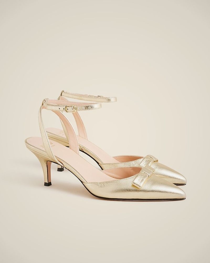 J.Crew Colette Satin Slingback Heels with Pearls