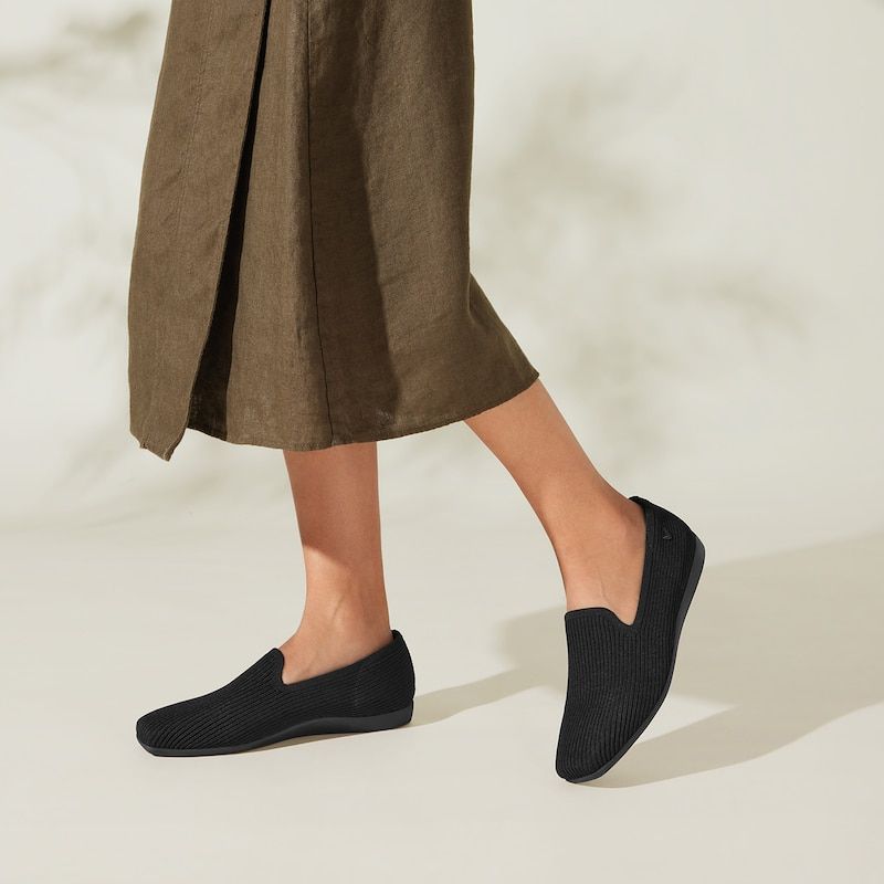 Square-Toe Comfort Loafers with Heavy Stitching