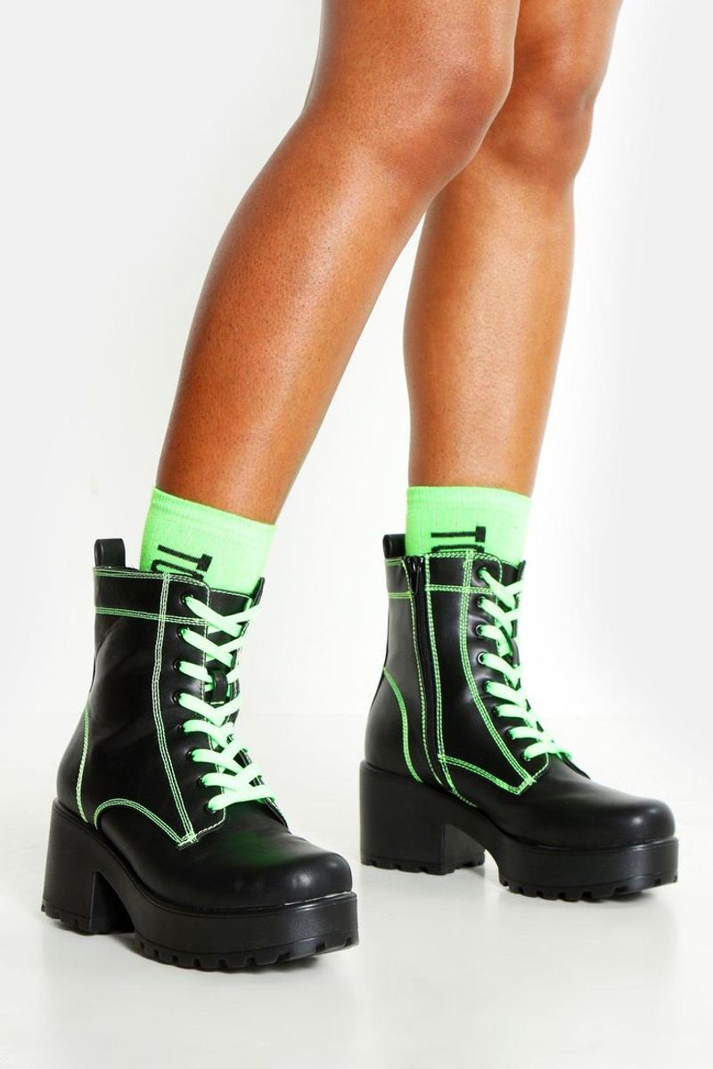 Neon Combat Boots