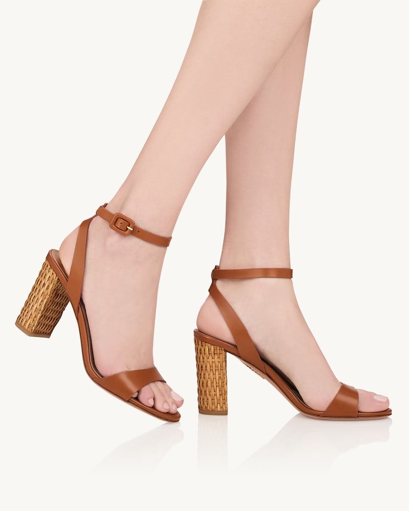Aquazzura Sunseeker 85 Leather Sandals in Brown