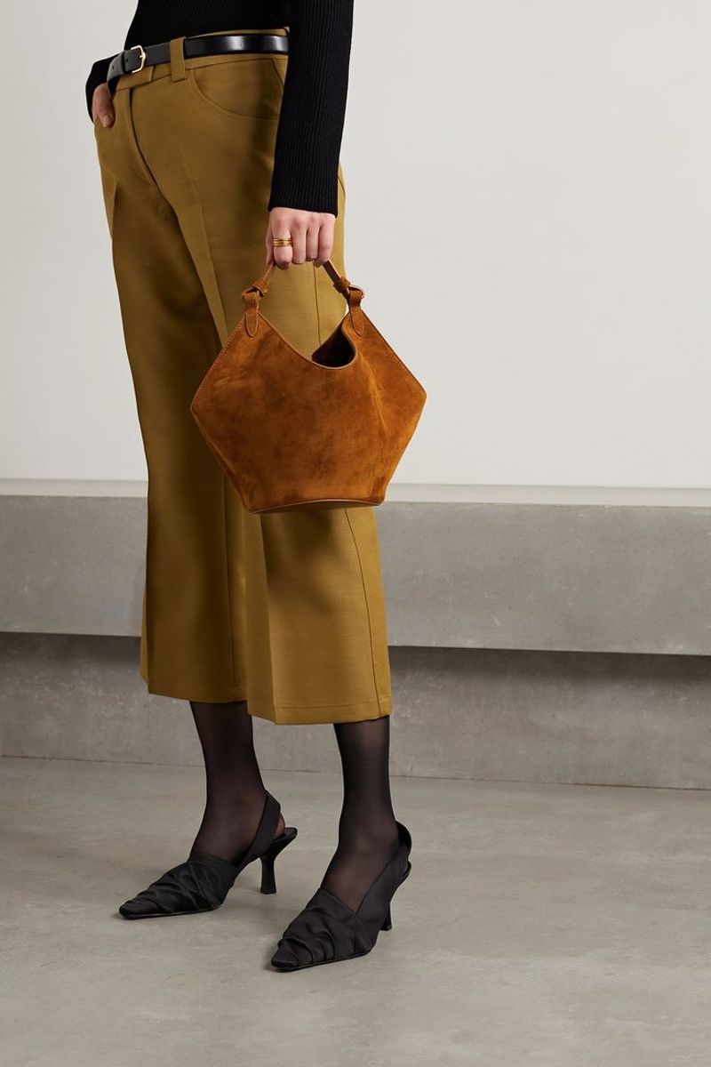 Slingback Heels + Suede Bucket Bag