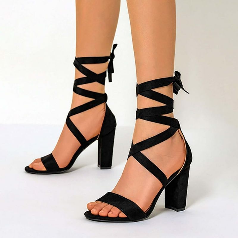 Strappy Kitten Heels with Thick Crisscross Straps