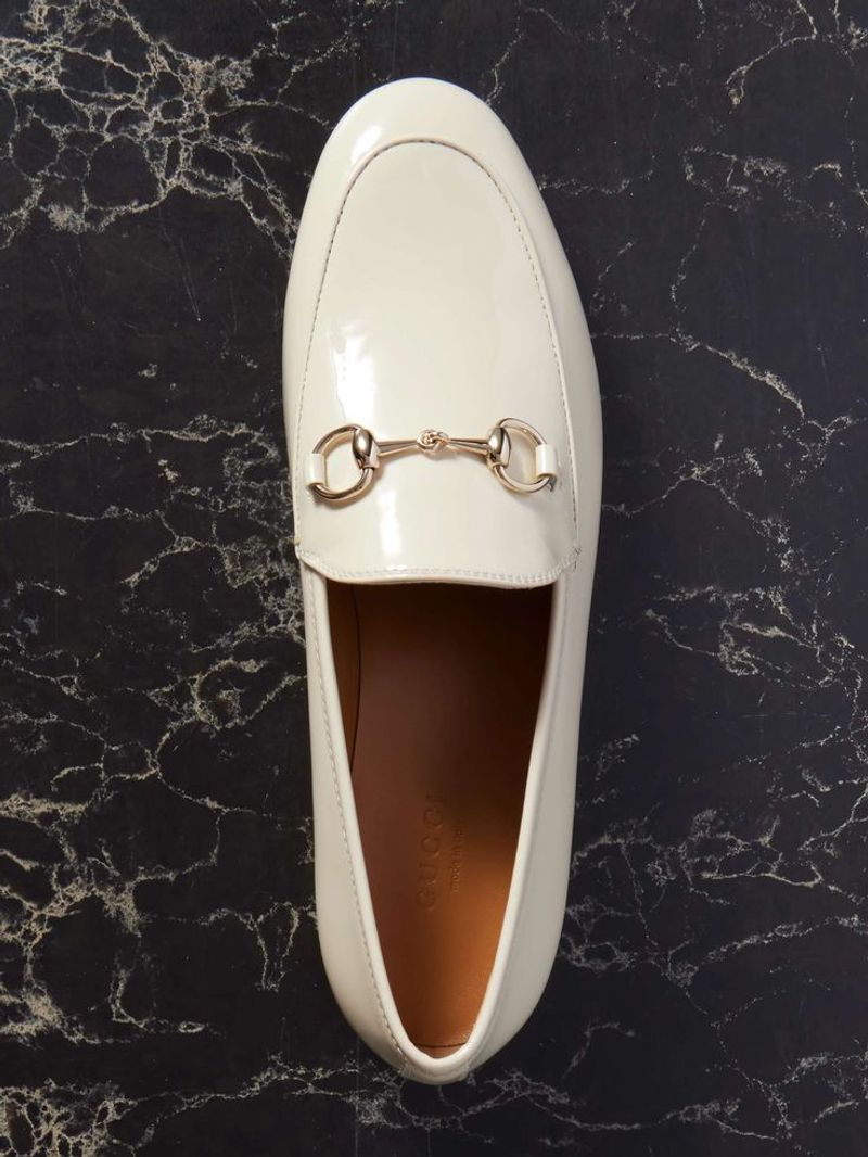 Gucci Jordaan Loafer in White Patent Leather
