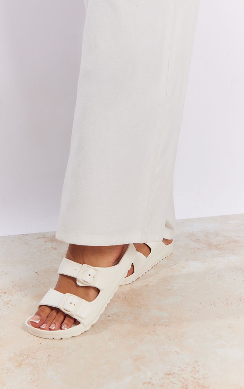 Overly Chunky Rubber Sole Slides with Plastic Buckles