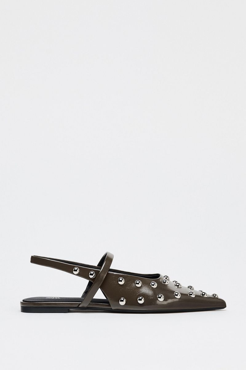 Zara Studded Flat Slingbacks