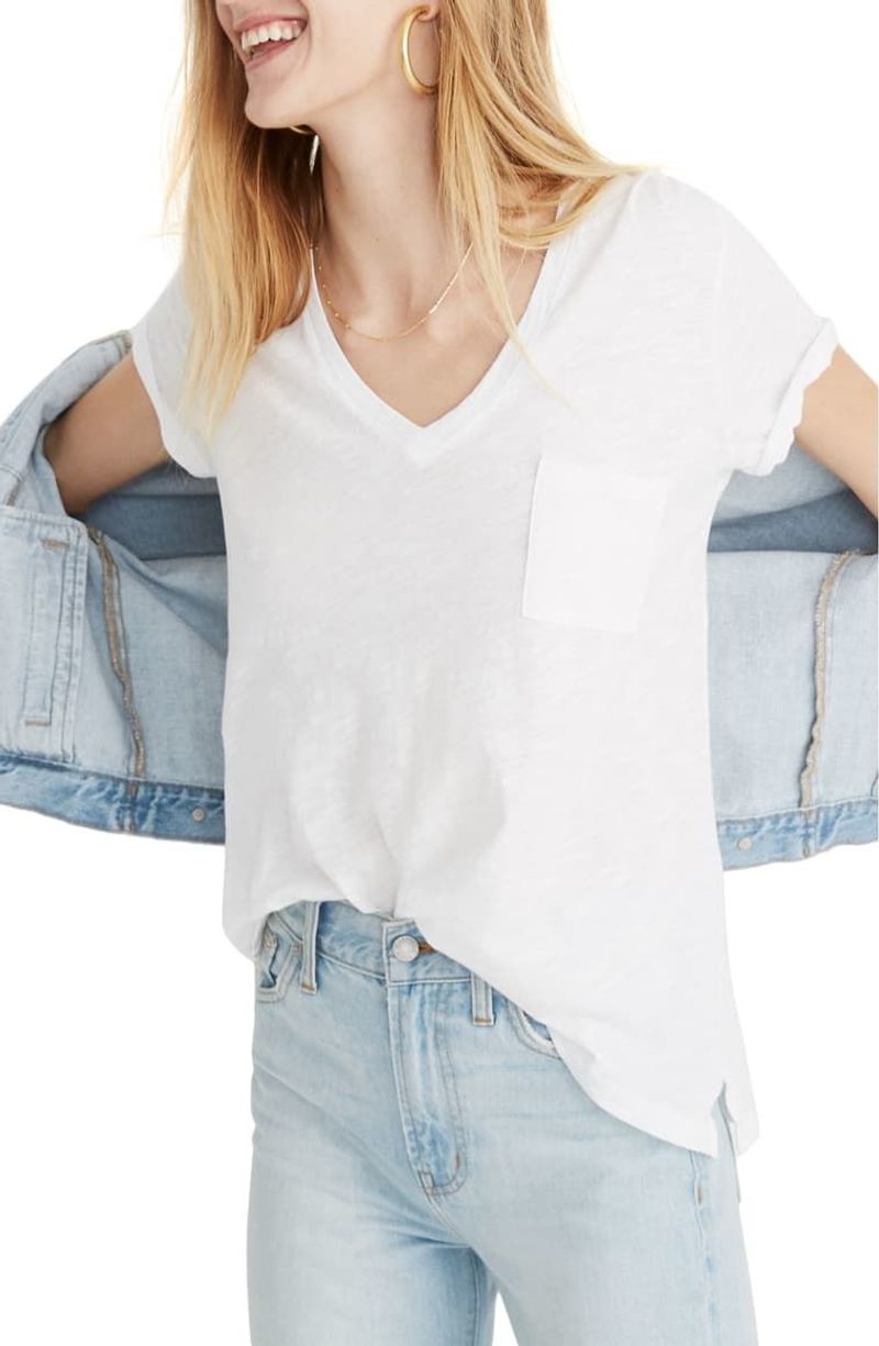Madewell Whisper Cotton V-Neck Pocket Tee