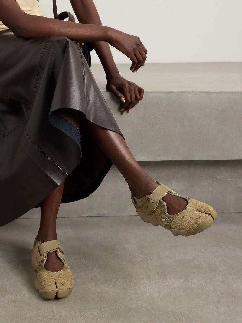 Nike Air Rift Split-Toe Brushed-Suede and Mesh Sneakers