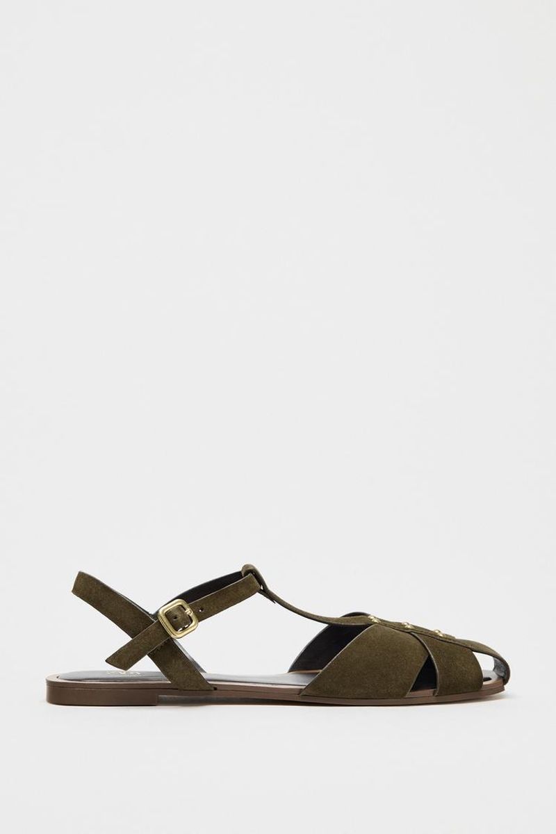 Split Leather Strappy Sandals – Zara