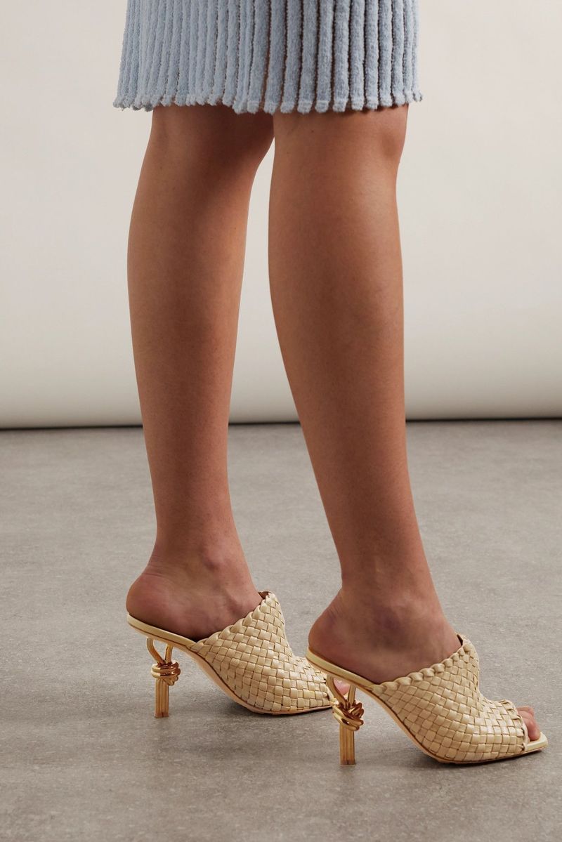 Metallic Mules with Sculptural Heel