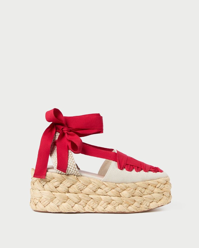 Ribbon-Bow Low-Heel Espadrille