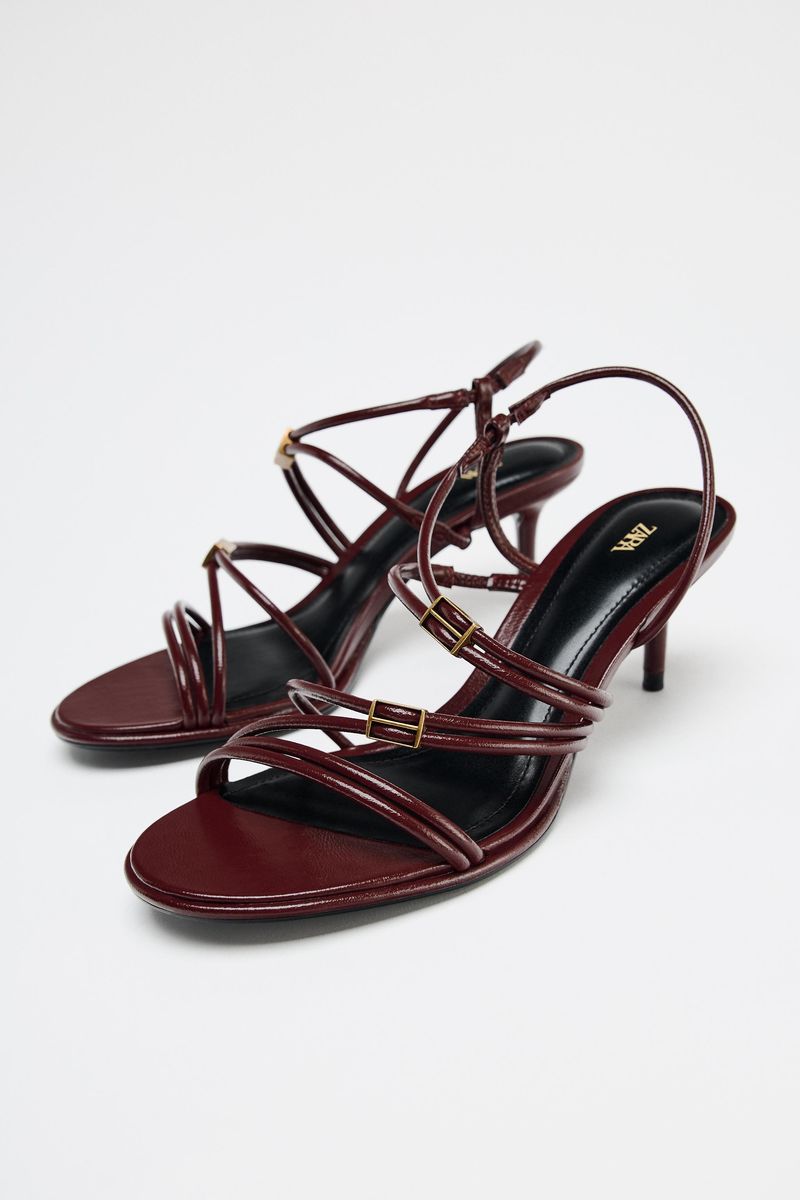 Zara Mid-Heel Sandals With Elasticated Band Detail