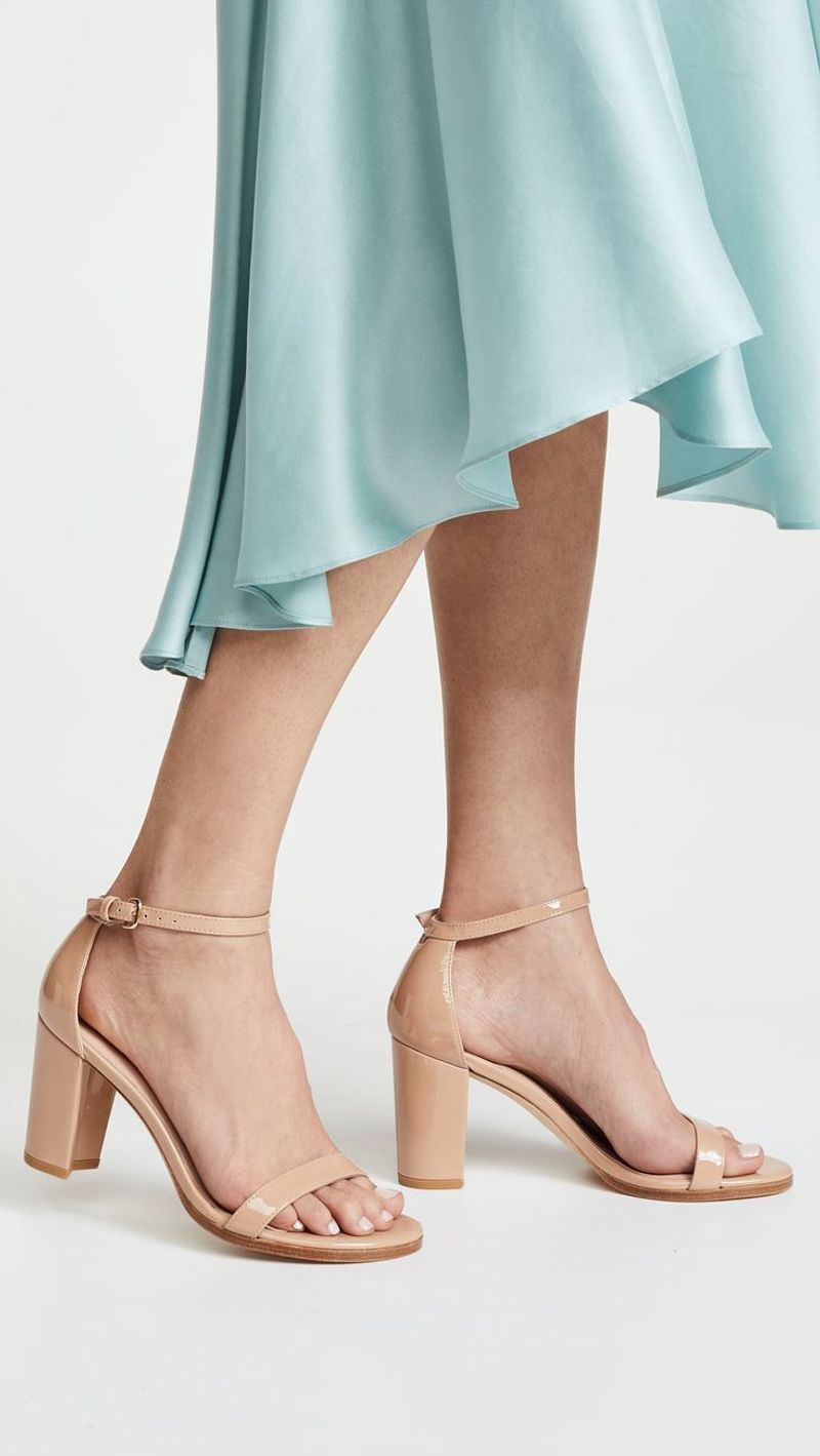 Stuart Weitzman Nearlynude Block-Heel Sandals