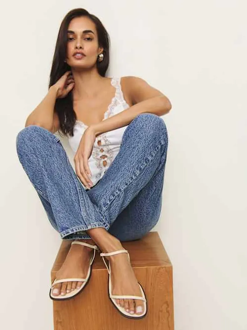 Reformation Lake Flat Leather Sandals