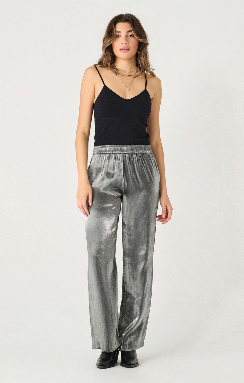 Elastic-Waist Pants in Shiny Fabrics