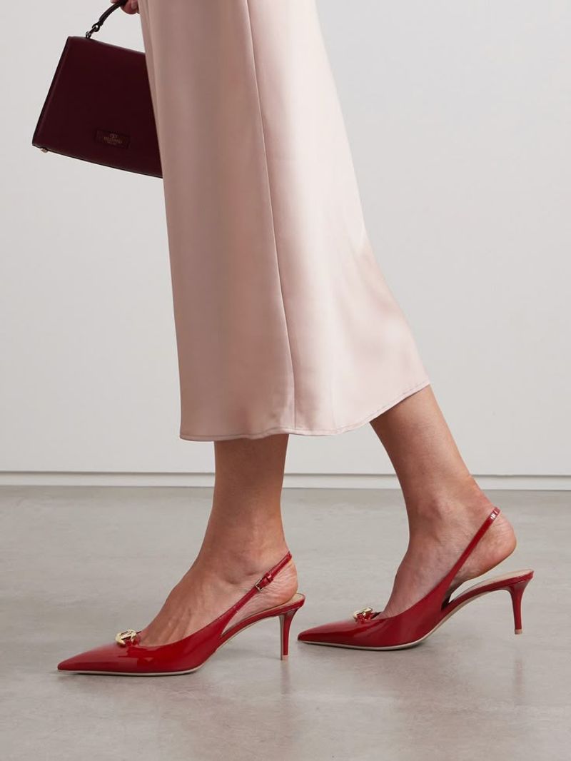 Patent Leather Pumps in a Bold Hue (Cherry Red, Ink Blue)