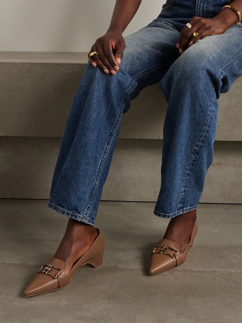 Pointed-Toe Leather Loafers