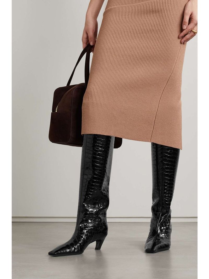 Davis Leather Knee Boots – Khaite