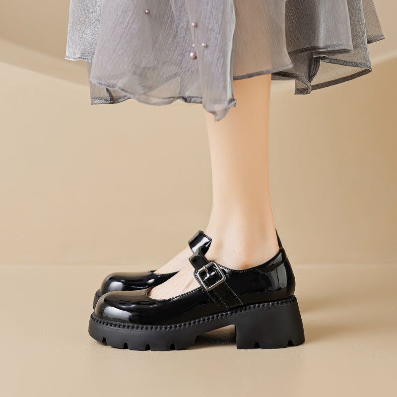 Round-Toe Mary Janes with Thick Soles