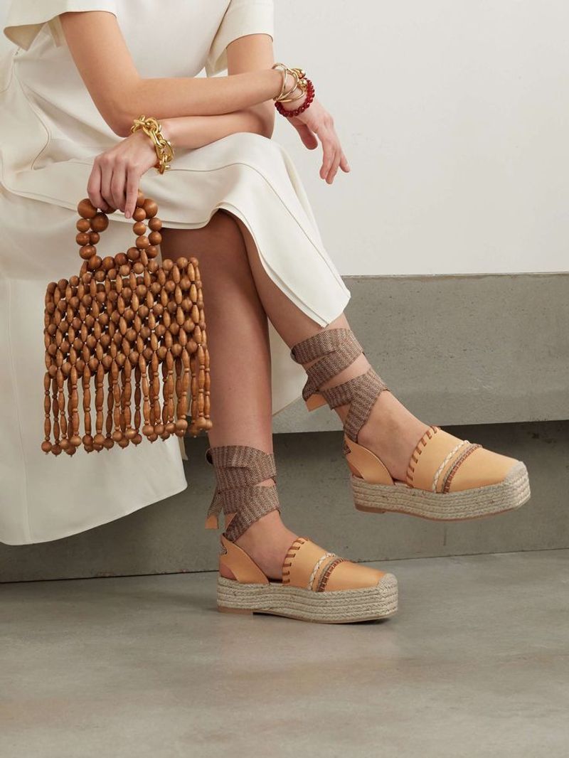 Espadrille Wedges with Ankle Ties