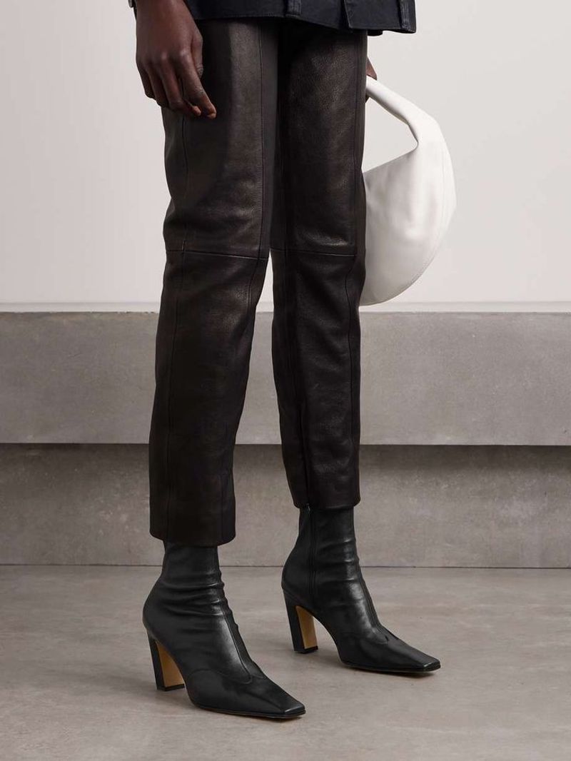 KHAITE Nevada leather ankle boots