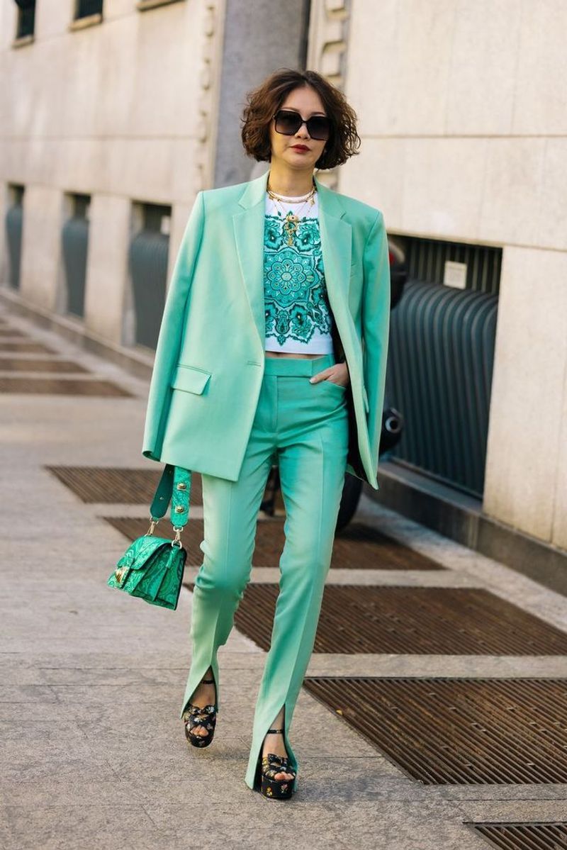 A Tailored Pantsuit + Strappy Platform Sandals