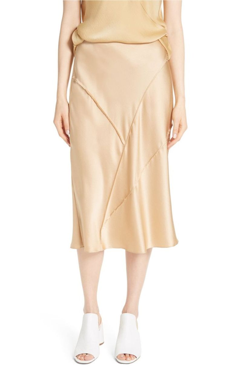 Vince Bias Cut Satin Skirt