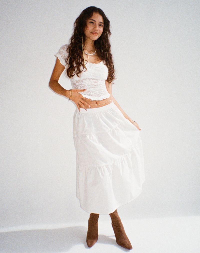 Midaxi Skirt in White – Motel Rocks