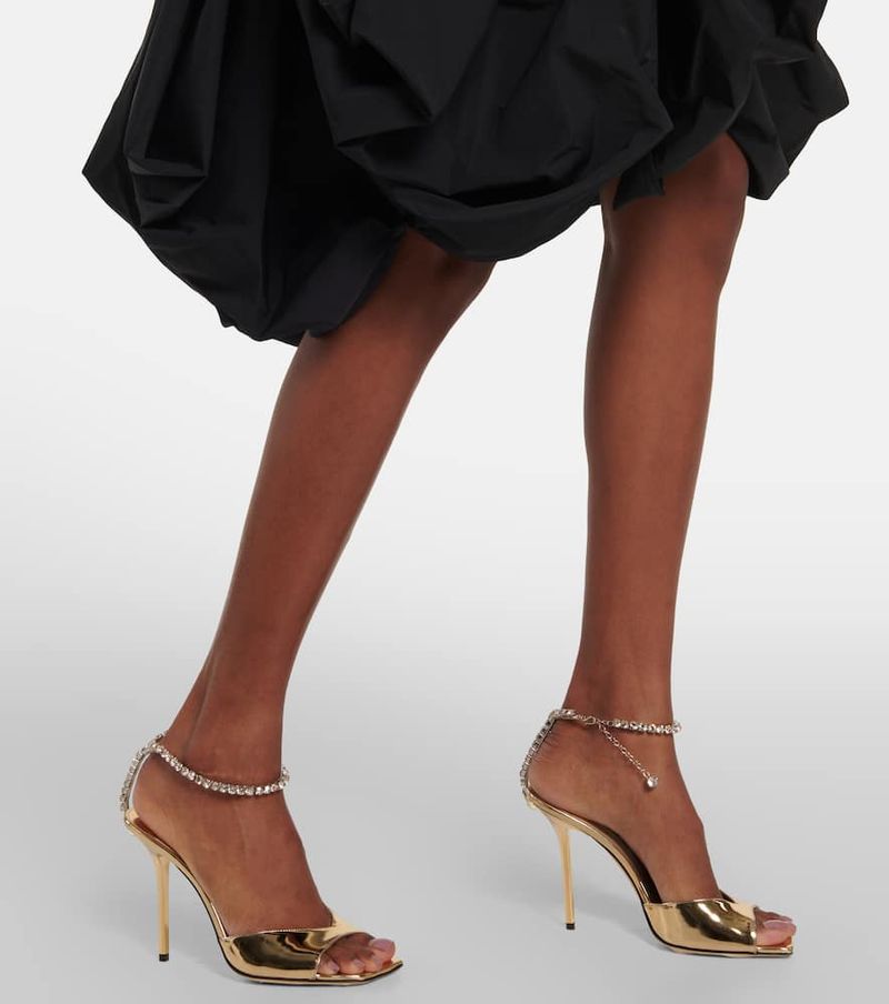 Jimmy Choo Saeda 100mm Metallic Leather Sandals