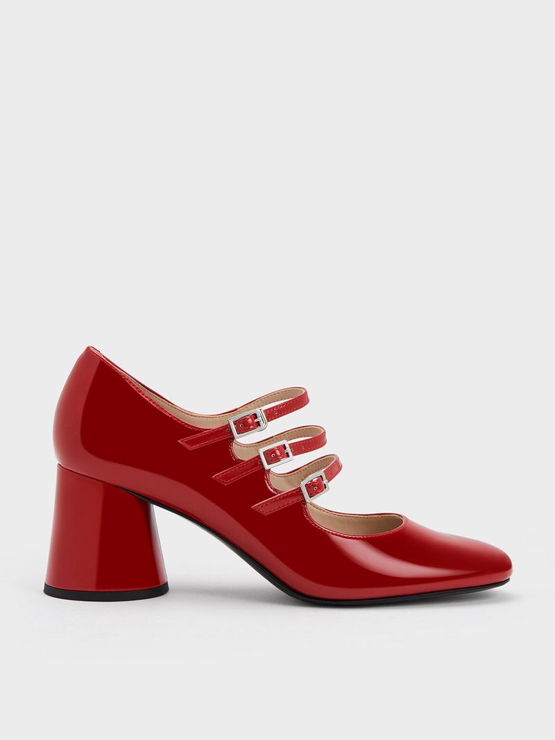 Charles & Keith Jaylin Patent Block Heel Mary Janes