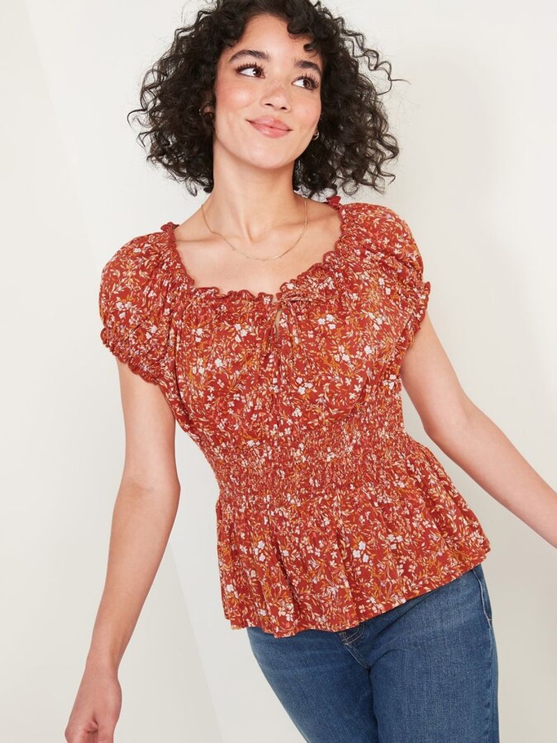Old Navy Short-Sleeve Slub Weave Peplum Top