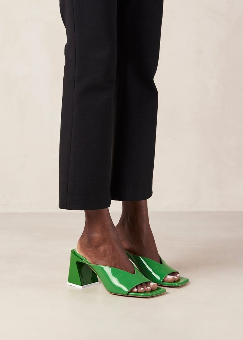 Sculptural Block-Heel Mules in Bold Color