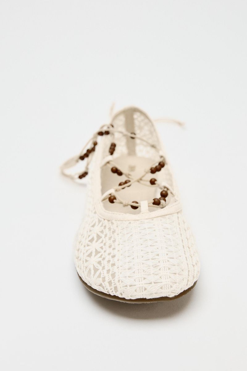 ZARA Beaded Crochet Ballet Flats