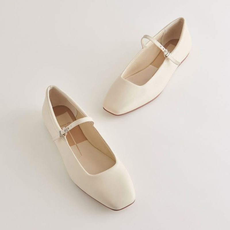 Dolce Vita Reyes Ballet Flats in Ivory Leather