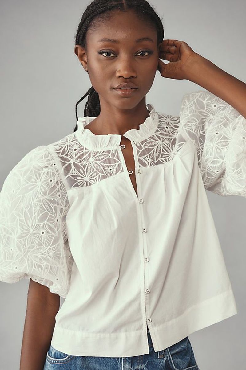 Anthropologie Maeve Puff-Sleeve Blouse
