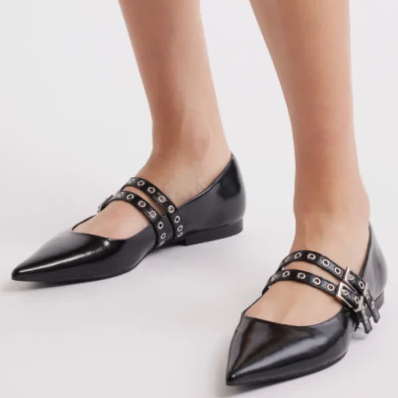 Open Edit Oriana Pointed Toe Mary Jane Flats