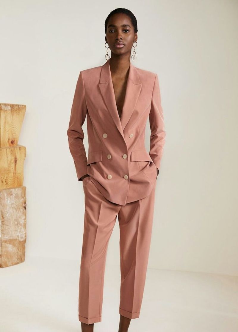 Mango Double-Breasted Suit Blazer