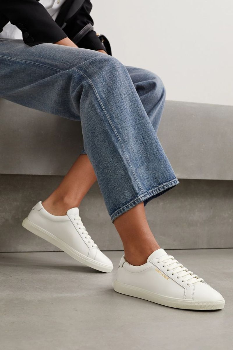 Slim White Leather Sneakers